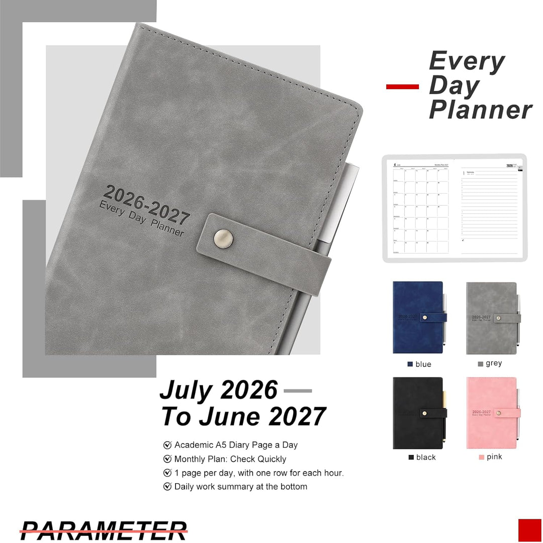 Akademischer Terminkalender 2026–2027, Tagesplaner, A5 Tag pro Seite, Tagesplaner von Juli 2026 – Ju
