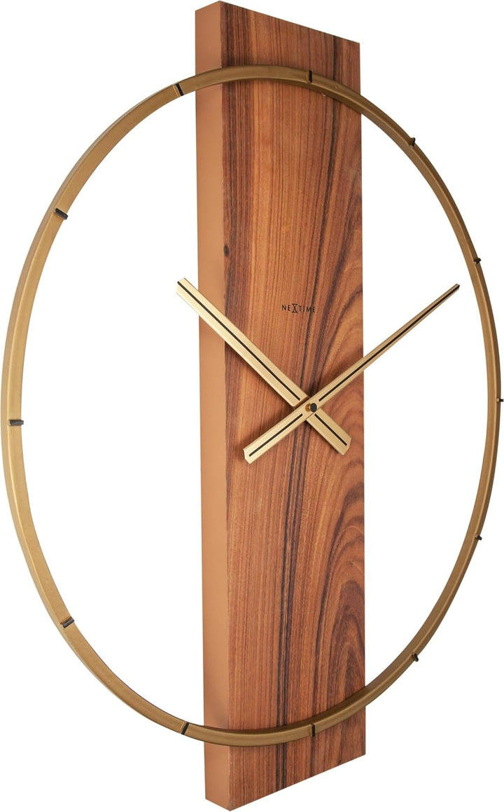 NeXtime Wanduhr "CARL", lautlos, aus Holz, Braun, 58,2 x 50,8 cm
