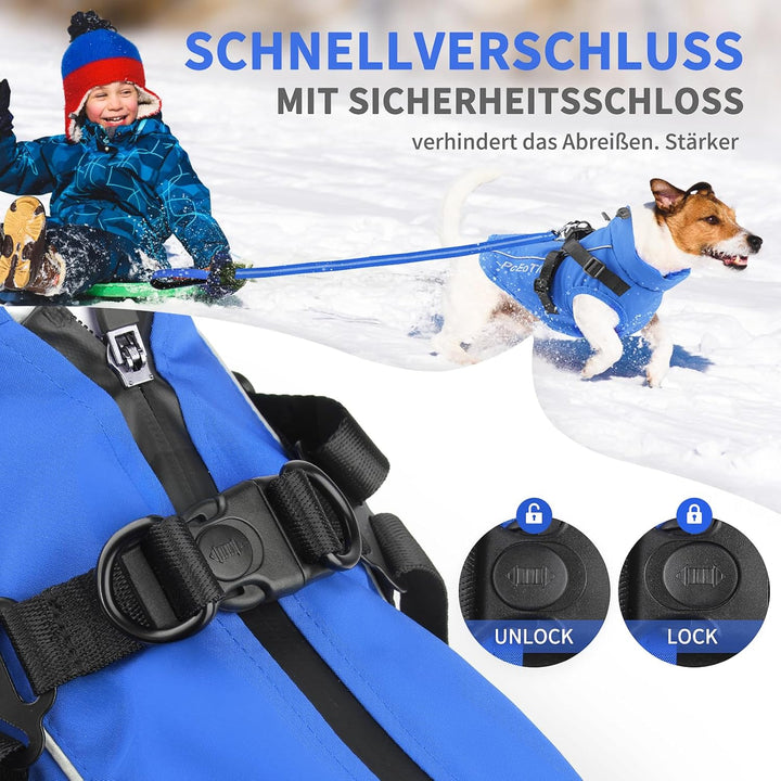 PcEoTllar Wasserdichter Hundemantel für kleine Hunde, warme reflektierende Jacke mit Geschirr für de