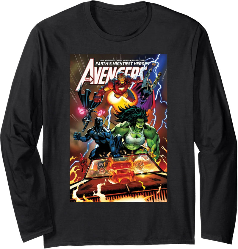Marvel Avengers Earth Heroes Comic Cover Langarmshirt
