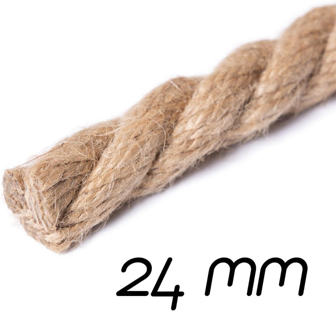 BooGardi Juteseil in Verschiedene Stärken und Längen · Ø 24mm Länge 30m · Naturware zum Basteln · Ma
