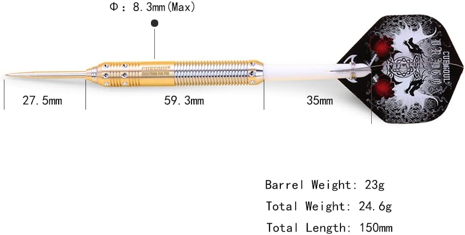 CUESOUL Dragon Deluxe Messing Steel Dartpfeile, 21 Gramm J2106 23 Gramm, J2106 23 Gramm