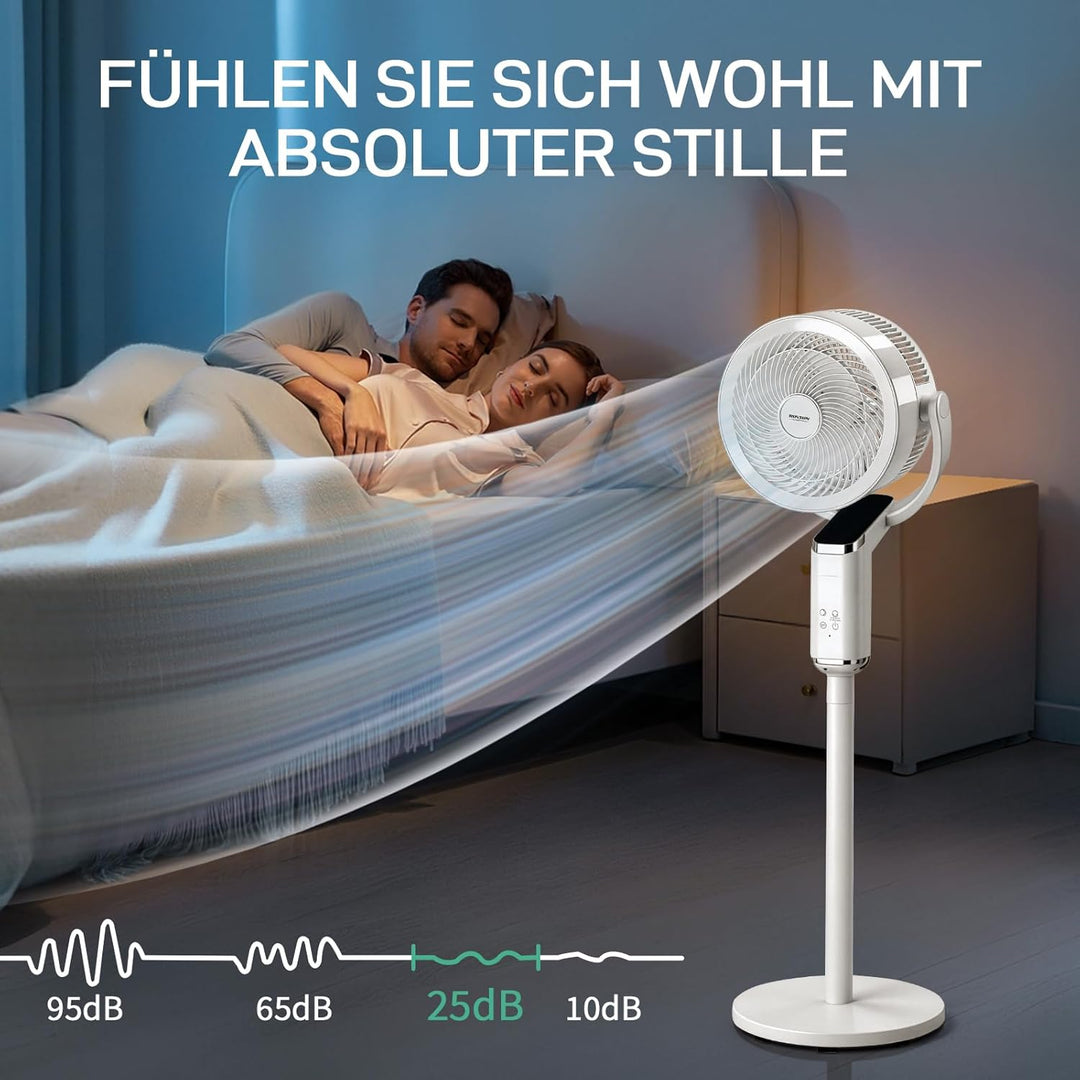 LEADZM Standventilator mit Luftzirkulation, Bodenventilator 80° Horizontale Oszillation, Fernbedienu