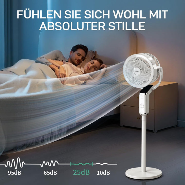 LEADZM Standventilator mit Luftzirkulation, Bodenventilator 80° Horizontale Oszillation, Fernbedienu