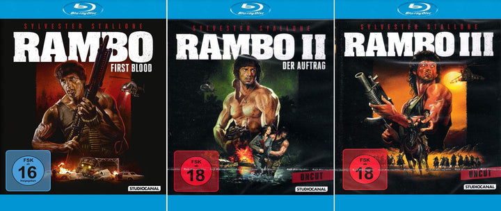 Rambo 1-3 (Teil 1+2+3) Uncut (Digital Remastered) [3-Blu-ray], Blu-ray