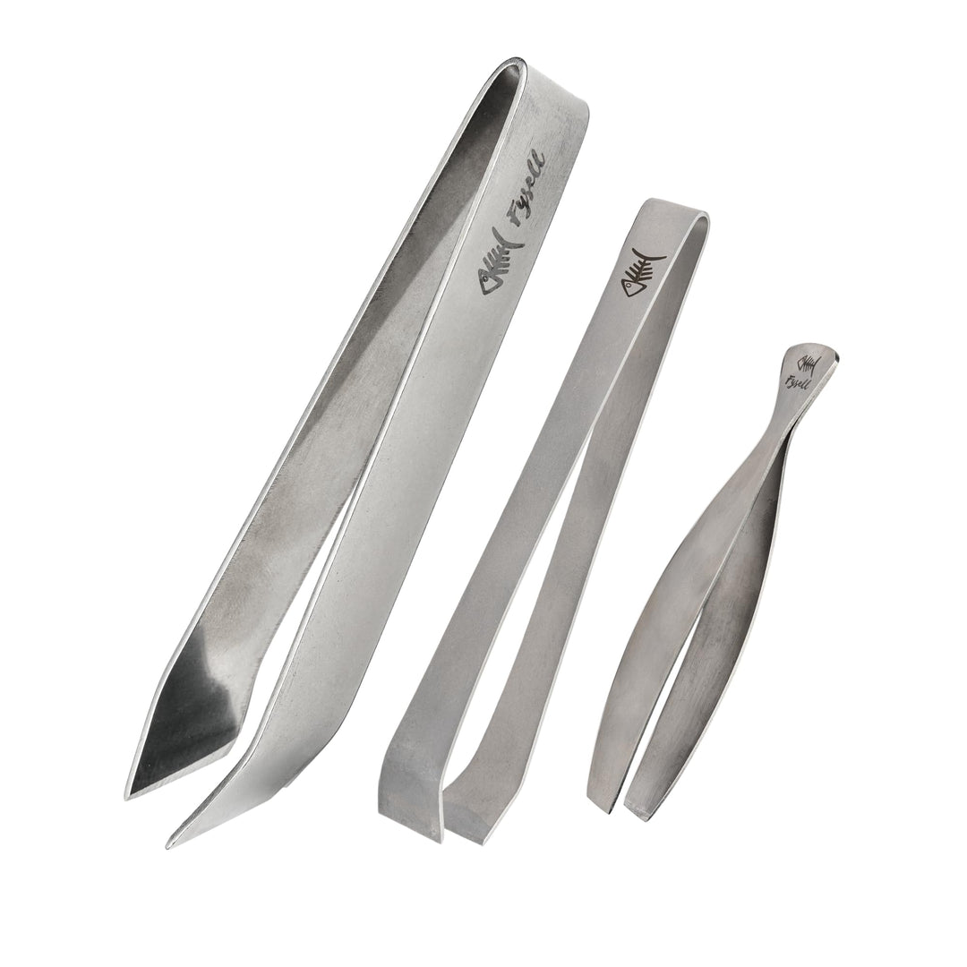 Fysell – Grätenzangen 3er Set für Fisch aus gebürstetem Edelstahl – Grätenpinzette mit geradem Kopf