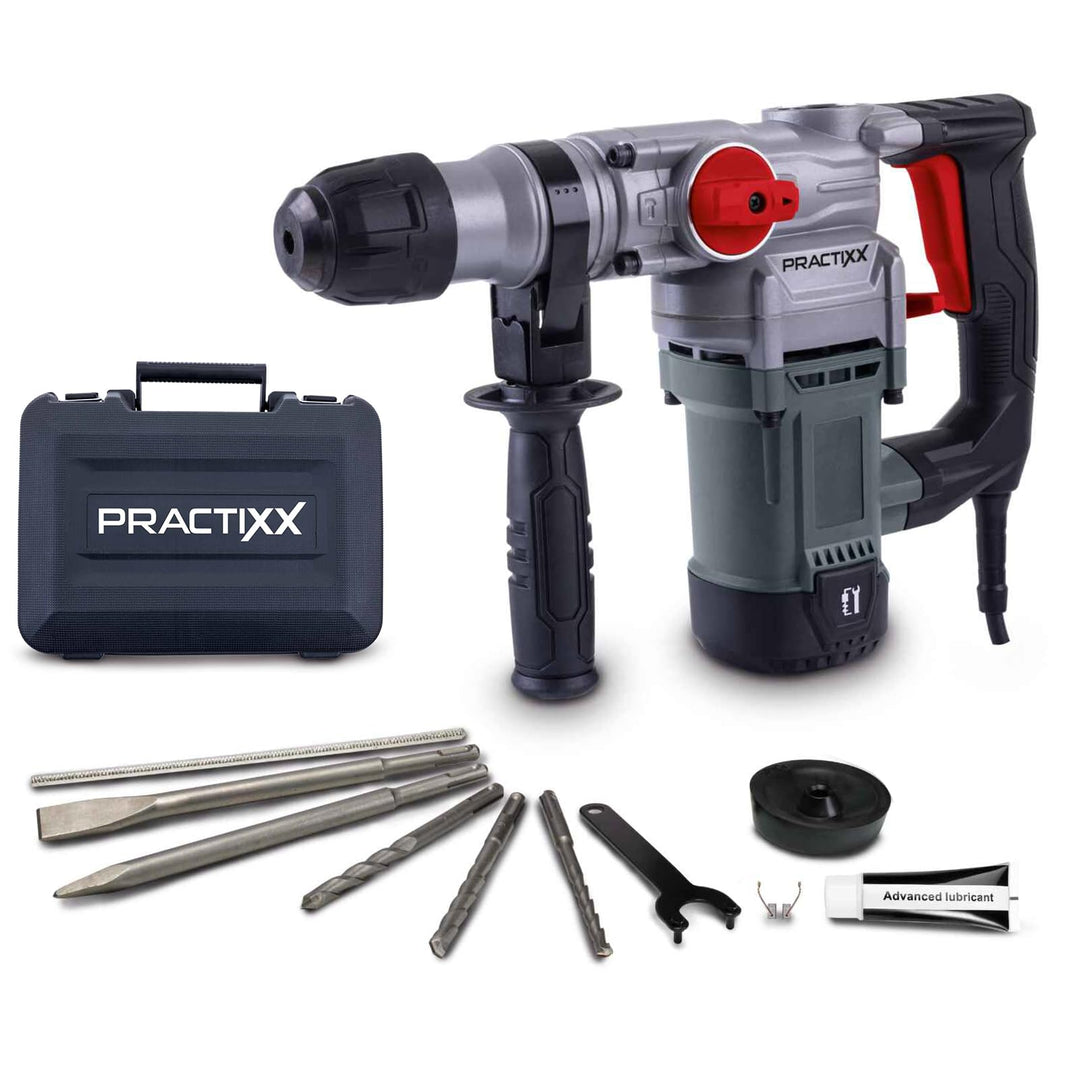 Practixx 3in1 Bohrhammer PX-BH-5 Abbruchhammer mit 5 Joule & 1050W | 28mm Bohrleistung in Beton | SD