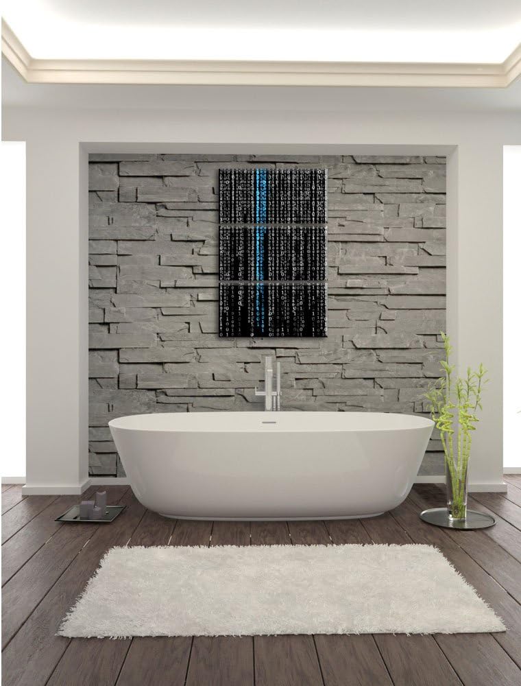 Pixxprint Matrix Zahlen schwarz/weiss / 3-Teilig/Gesamtmass 120cm Leinwandbild bespannt auf Holzrahm