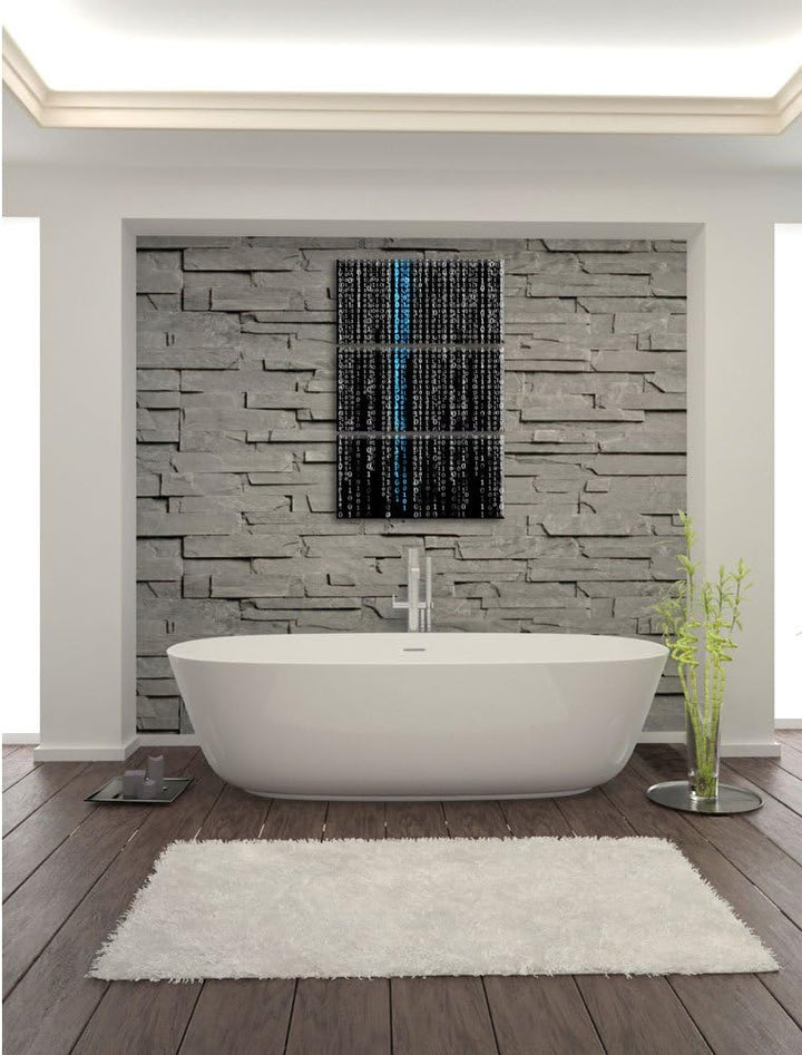 Pixxprint Matrix Zahlen schwarz/weiss / 3-Teilig/Gesamtmass 120cm Leinwandbild bespannt auf Holzrahm