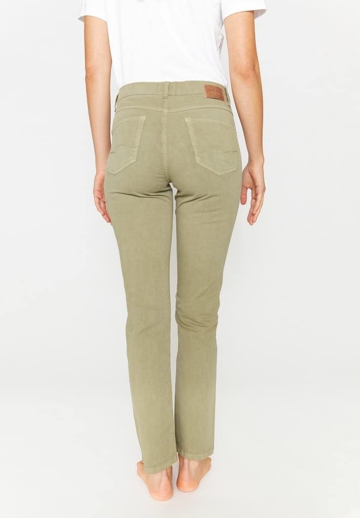 ANGELS Straight-Leg Jeans Jeans Cici mit Coloured Denim mit Label-Applikationen 42 Khaki, 42 Khaki