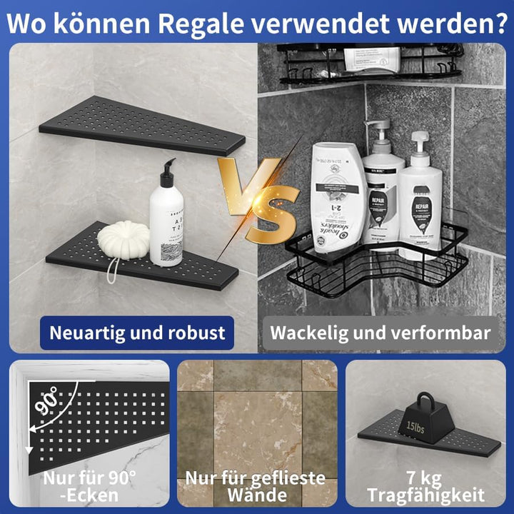 Eckablage Duschablage 304 Edelstahl ohne Bohren für Badezimmer Shampoo Halter Trapezförmiges quadrat