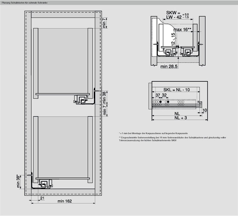 Blum 760H2533-T MOVENTO mit Tip-ON, Vollauszug für Holzschubkasten, 40 kg, NL=250 mm, für Kupplung,