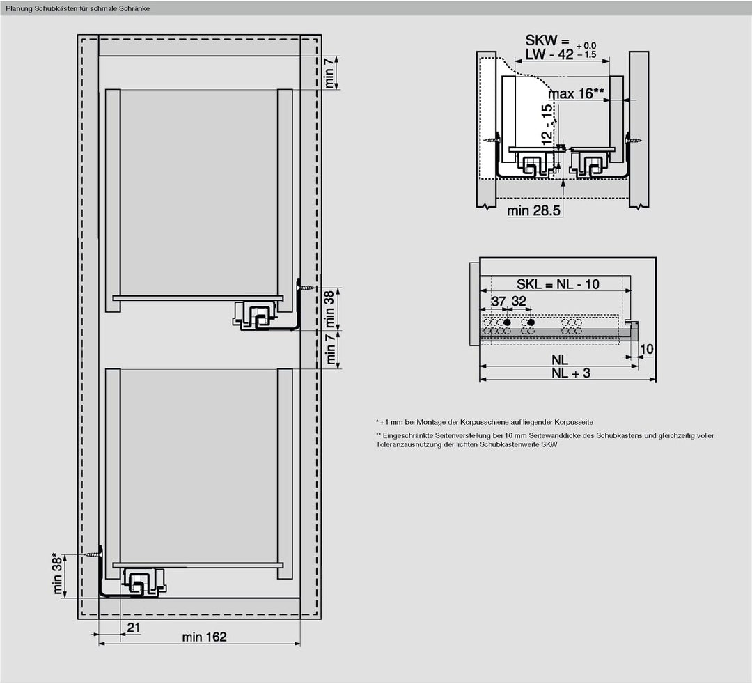 Blum Führung MOVENTO Tip On, Belastbarkeit 40 kg 520 mm
