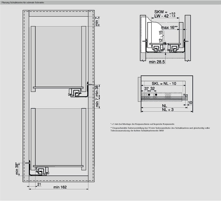 Blum Führung MOVENTO Tip On, Belastbarkeit 40 kg 520 mm