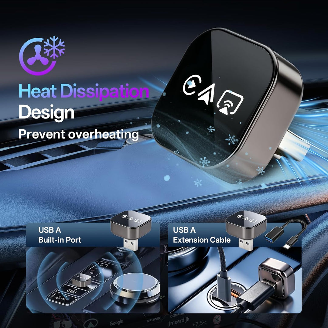 2026 4-in-1 Wireless CarPlay Adapter – Kabelgebunden zu Kabellos für CarPlay & Android Auto, 2.4+5.0