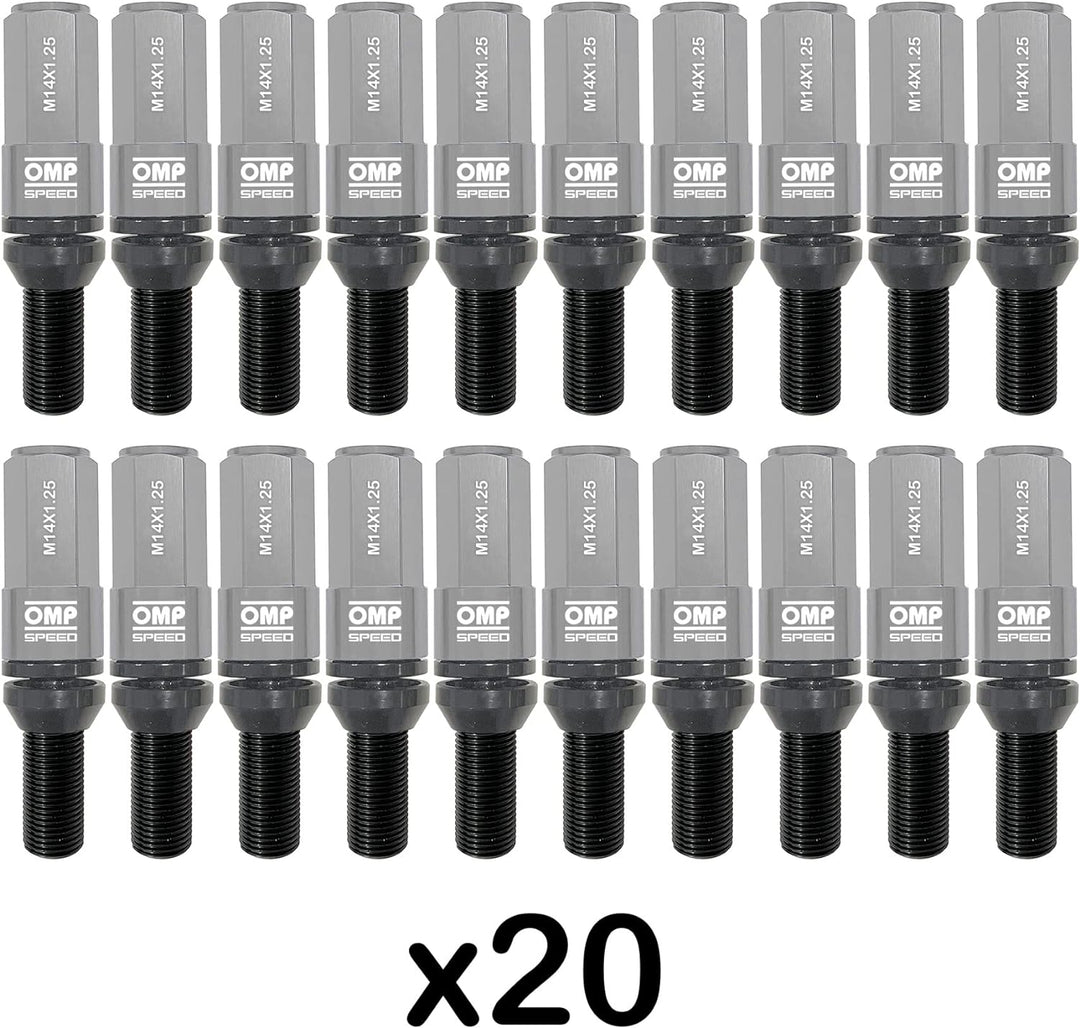 OMP SPEED - Set Performance-Schrauben mit Aluminiumschutz, M14X1.25, HEX: 17-19, L: 28 mm, Farbe: gr