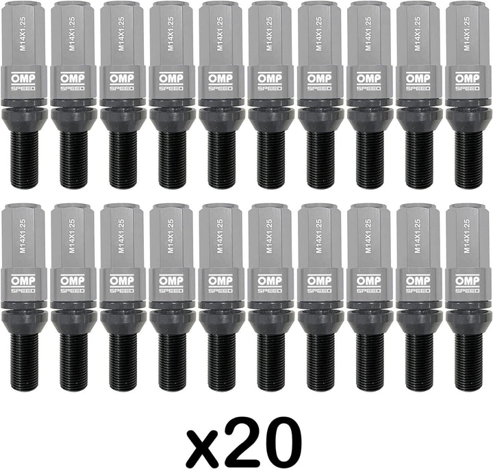 OMP SPEED - Set Performance-Schrauben mit Aluminiumschutz, M14X1.25, HEX: 17-19, L: 28 mm, Farbe: gr