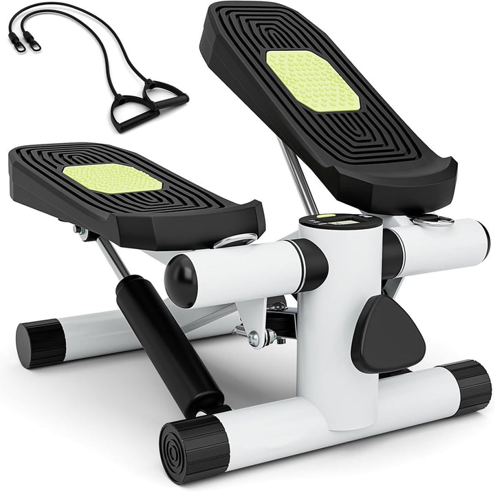 COSTWAY Mini-Stepper mit Widerstandbändern, Twist Stepper mit verstellbarem Widerstand & LCD Anzeige