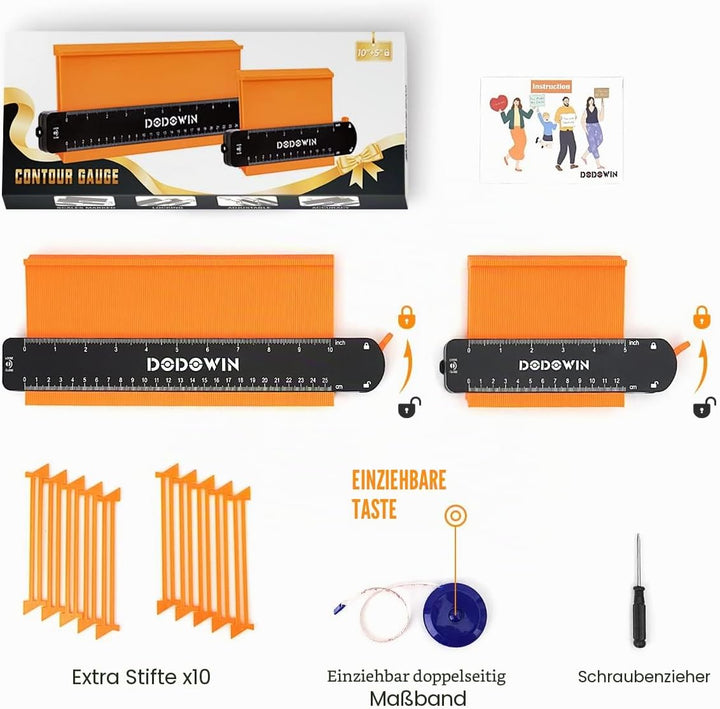 DODOWIN Konturenlehre Gross 2pcs, Konturenlehre Mit Feststeller, Laminat Schablone, Weihnachtsgesche
