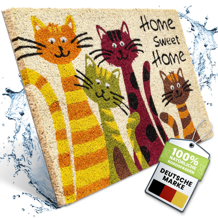 Bodenständig® Kokosmatte Fussmatte Kokos - wetterfest aussen Home Cats, Home Cats