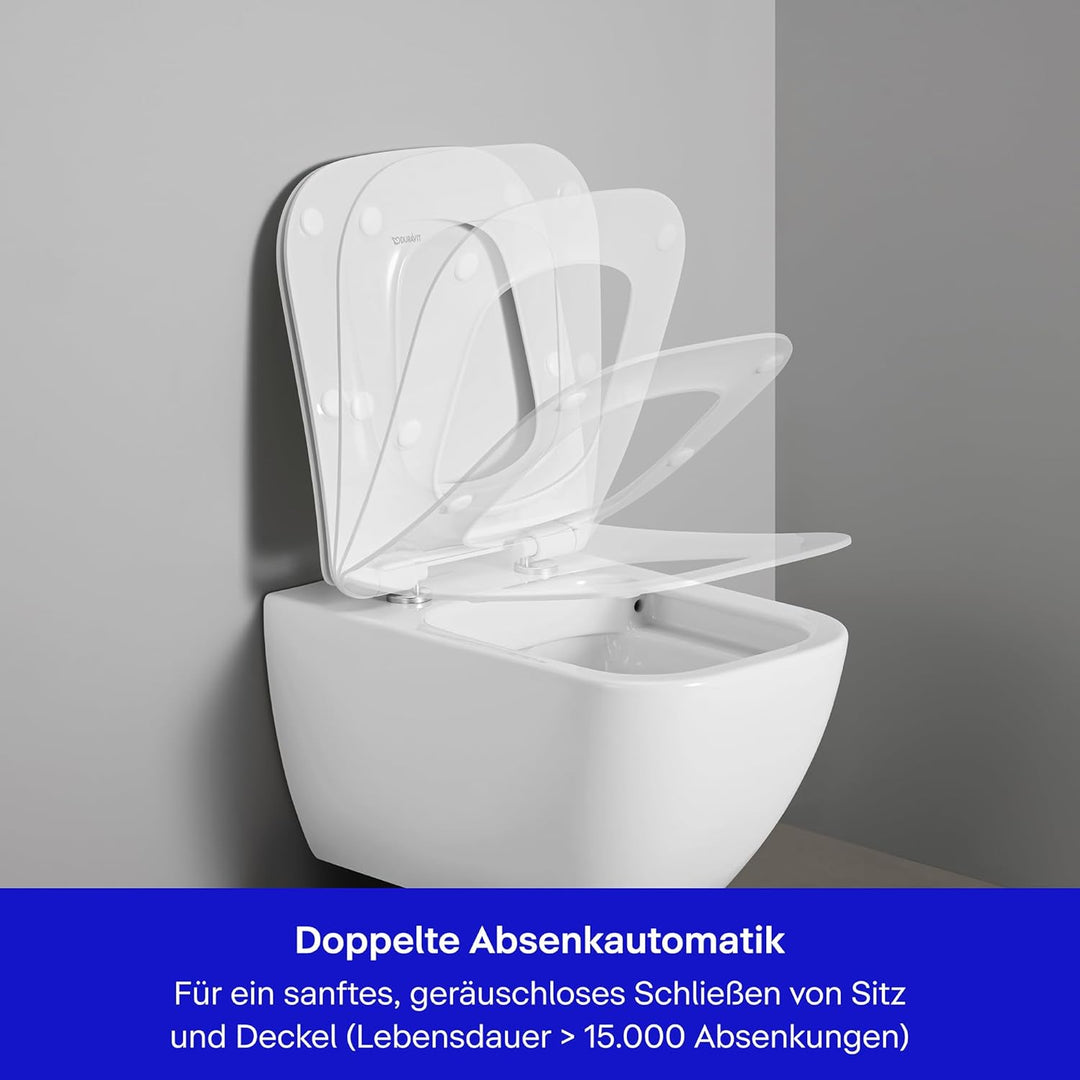 Duravit WC-Sitz Univavo, WC-Sitz eckig, Klobrille mit doppelter Absenkautomatik, Toilettendeckel Qui