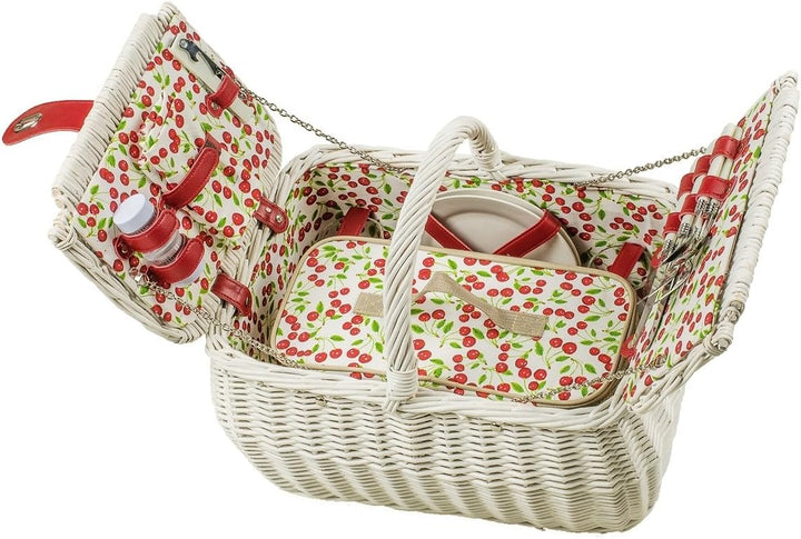 Adam Schmidt Picknickkorb rechteckig, weiss, T 41cm x B 29cm x H 23/35cm