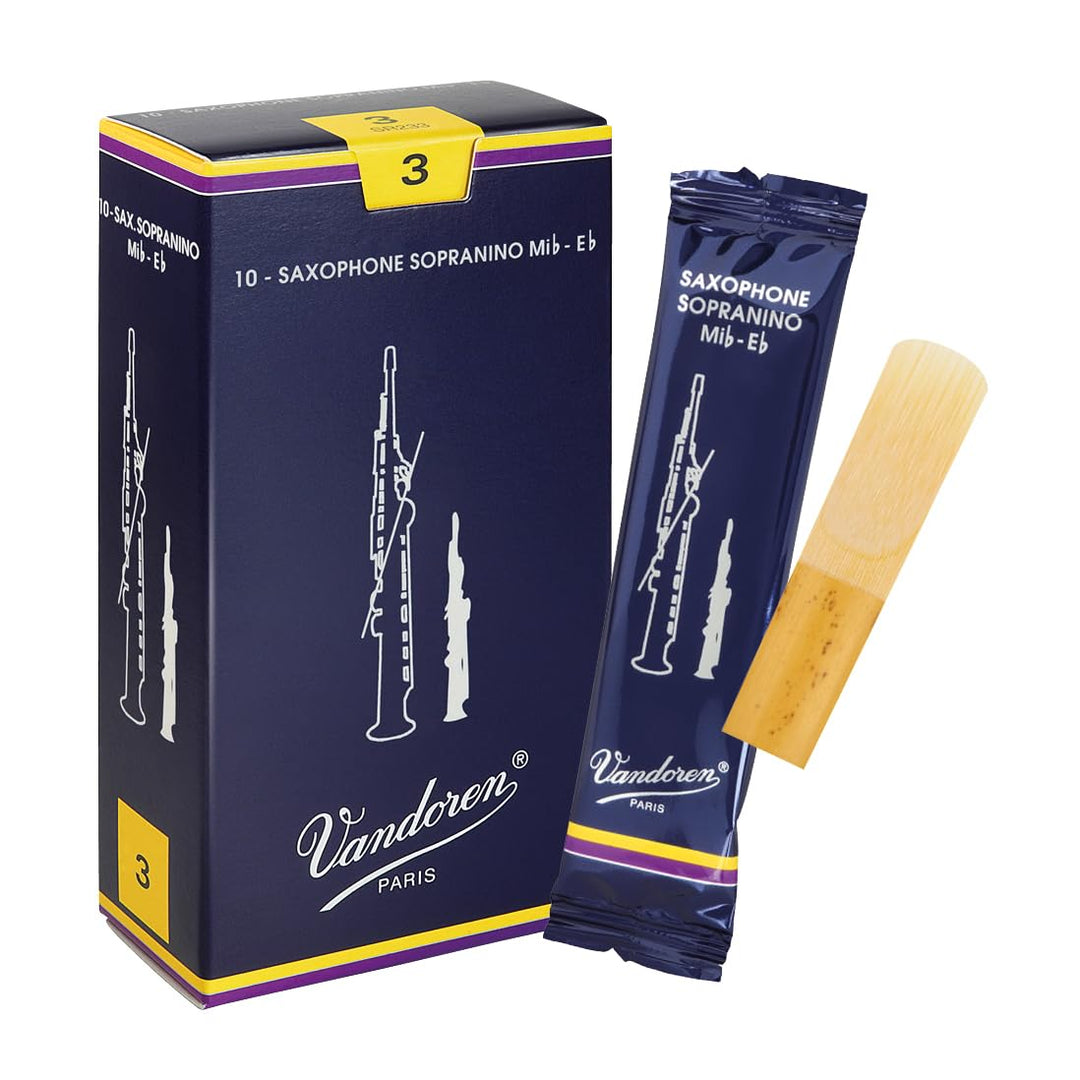 Vandoren SR233 Traditionell Sopranino-Saxophonblätter, 10 Einheiten, Stärke 3, Stärke 3