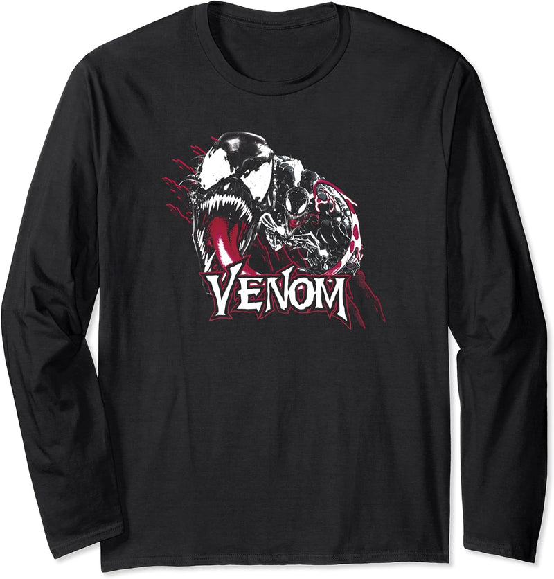 Marvel Venom Slash Marks Name Text Langarmshirt