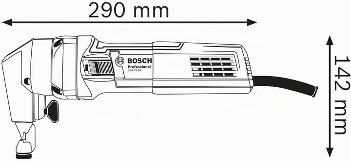 Bosch Professional Nager GNA 75-16 (5 mm Schneidspurbreite, 750 Watt, mit Stempel und Matrize, im