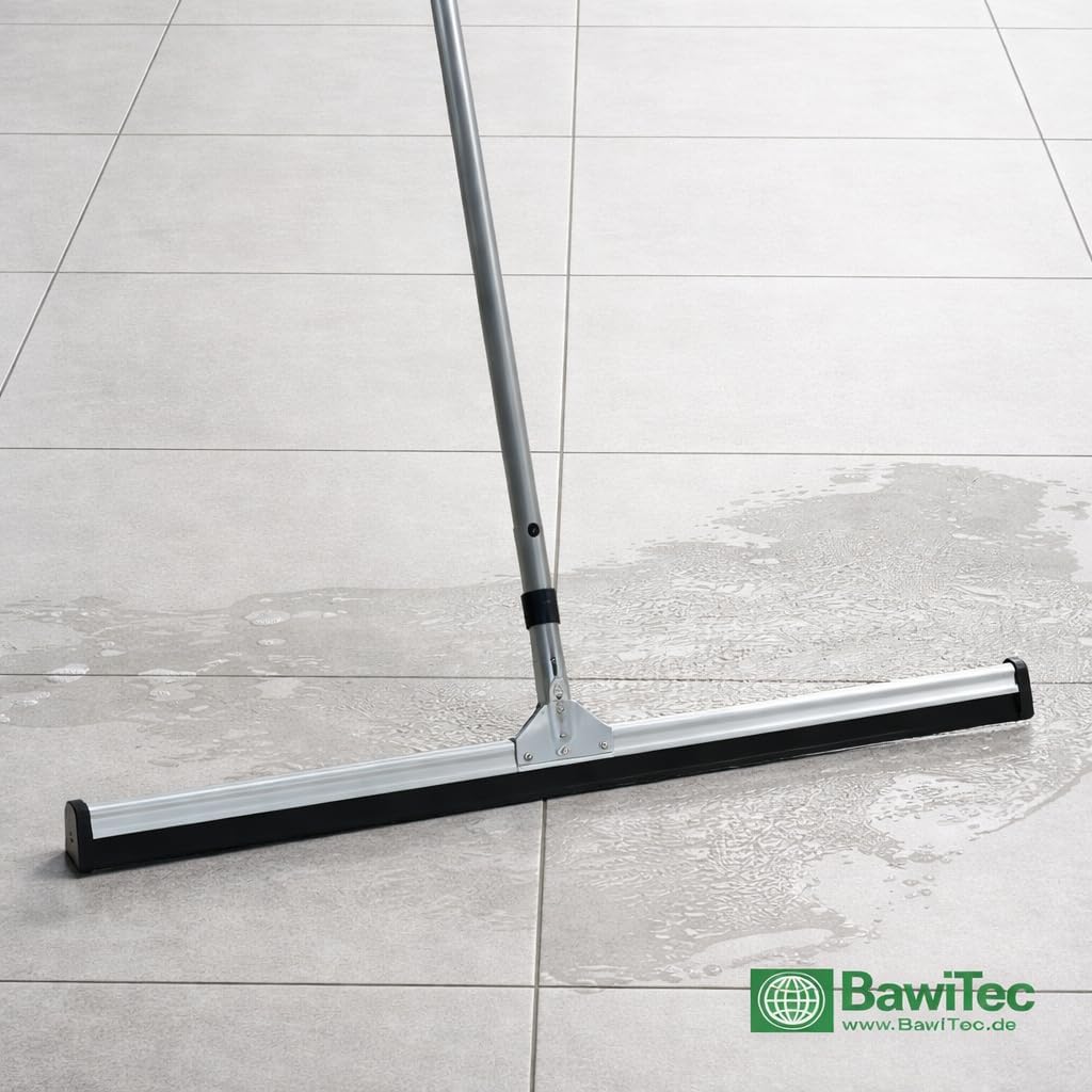 BawiTec Wasserschieber mit Teleskopstiel Breite 45cm Abzieher Metall Gummischieber mit Stiel Länge m
