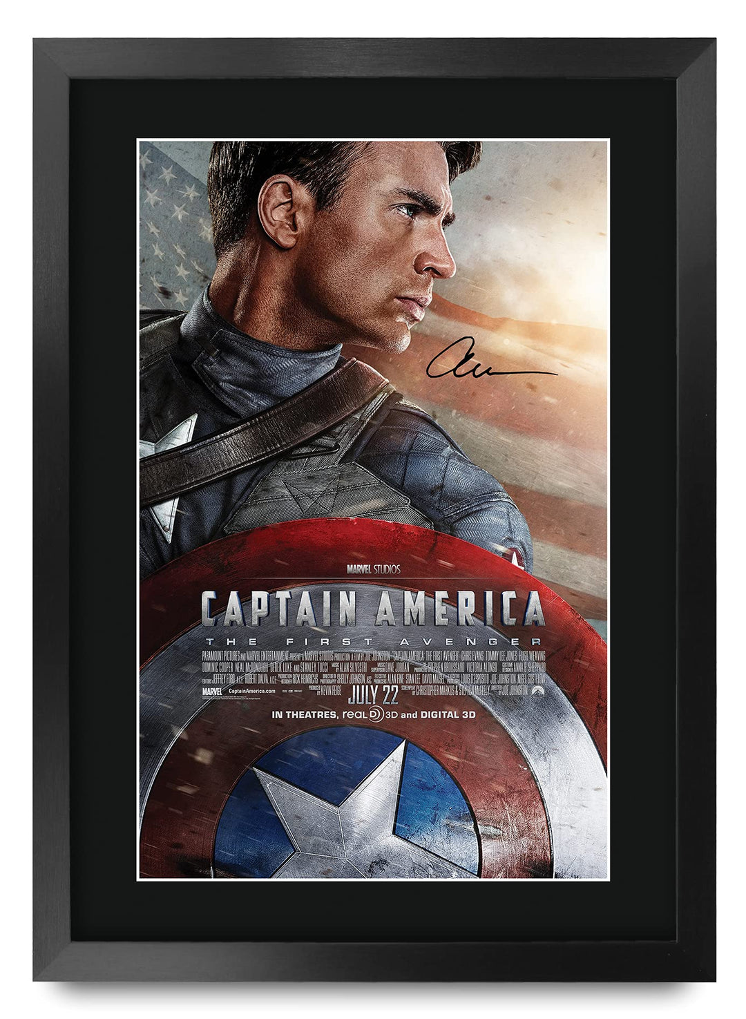 HWC Trading Captain America A3 Gerahmte Signiert Gedruckt Autogramme Bild Druck-Fotoanzeige Geschenk