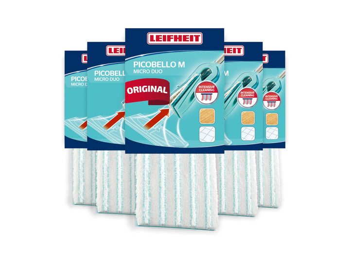 Leifheit Original Wischpad Picobello M Micro Duo Wischbezug für Glatte Böden, Wischer Bezug aus Mikr