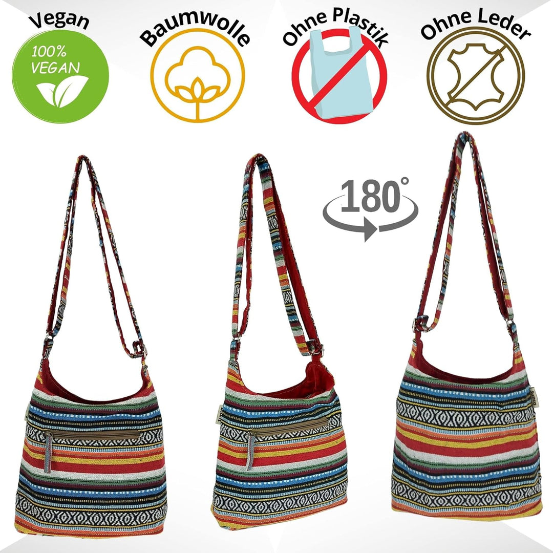 Sunsa Damen Umhängetasche. Hobo Tasche aus gewebter Baumwolle mit verstellbare Henkel. Crossbody Sch