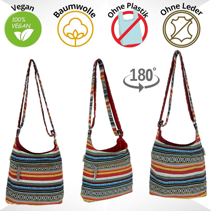 Sunsa Damen Umhängetasche. Hobo Tasche aus gewebter Baumwolle mit verstellbare Henkel. Crossbody Sch