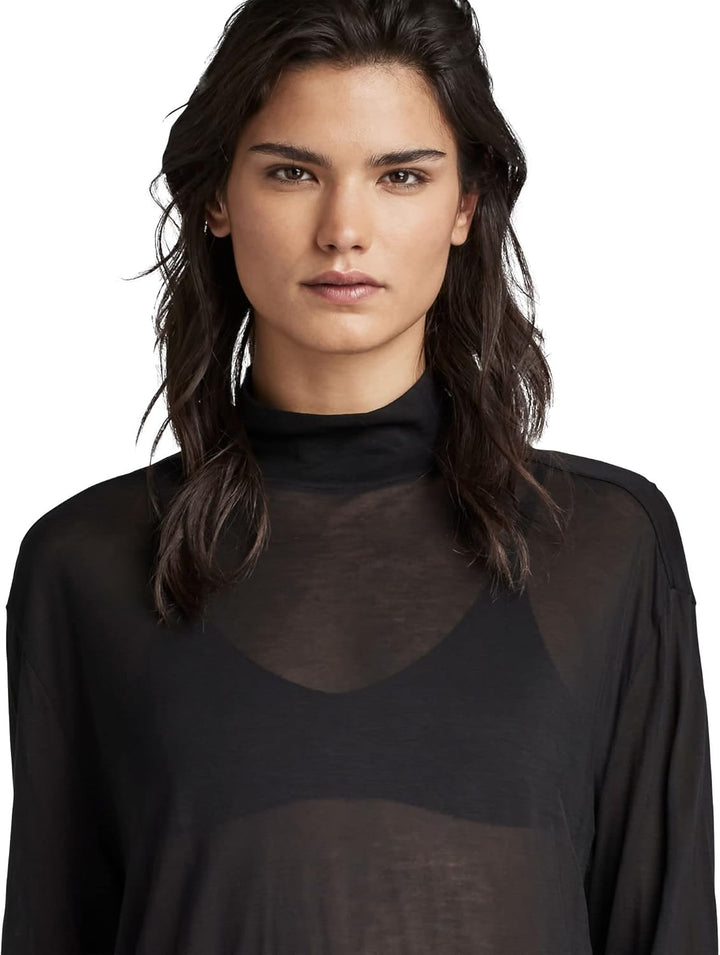 G-STAR RAW Damen Essential Mock Loose Top Tops XXS Schwarz (Dk Black D22764-9908-6484), XXS Schwarz