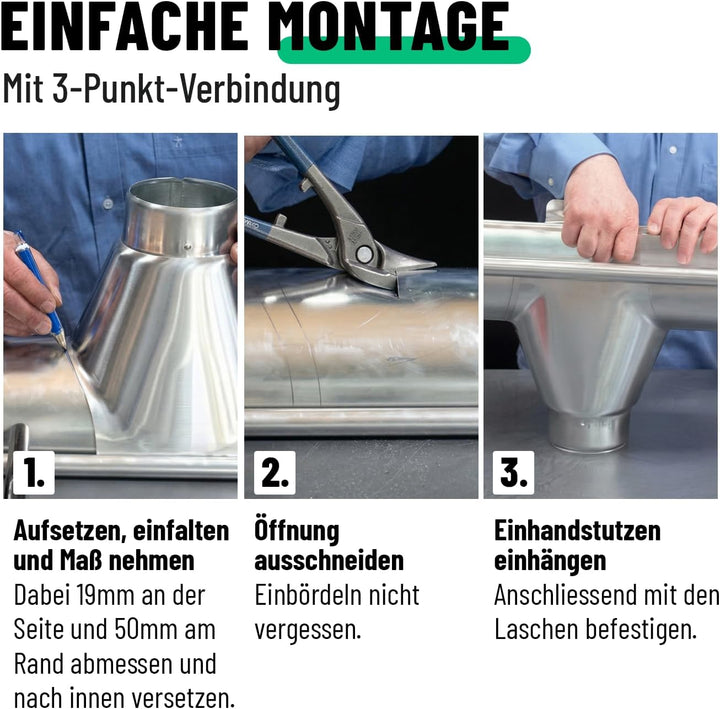greate Einhangstutzen verzinkt für Dachrinne 280/80 - Made in Germany - Rinnenstutzen für halbrunde