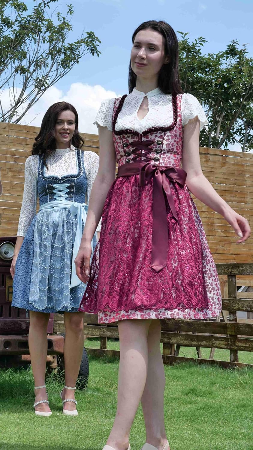 Dirndl Damen,Dirndl Schuhe Damen Elegante Kleid für Besondere Anlässe Trachtenkleid Damen Dirndl Mid