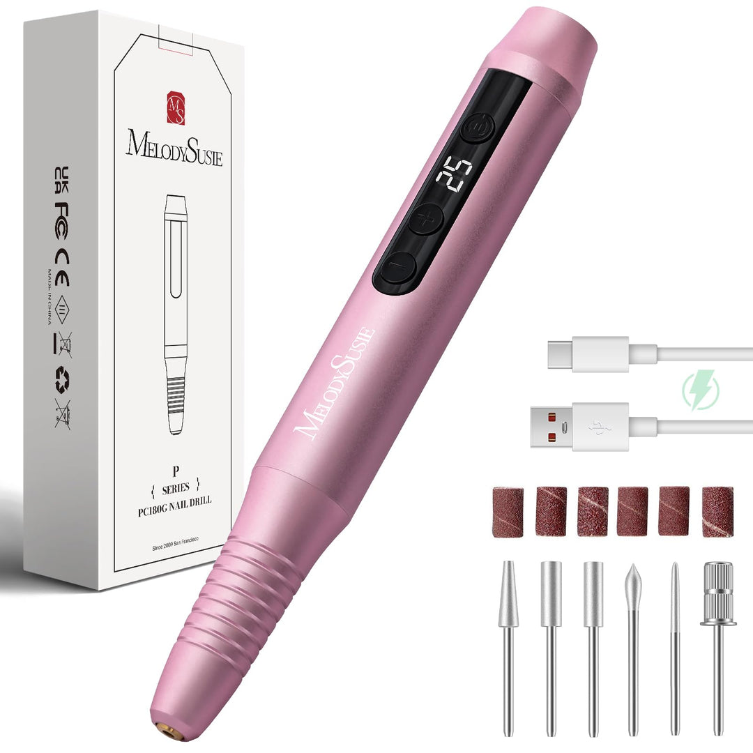 MelodySusie Kabellos Nagelfräser für Gelnägel, Elektrische Nagelfeile 25000 u/min, PC180G Profession