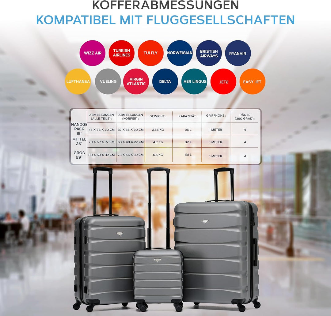 Flight Knight ABS-hartschalenkoffer Kabinen- Und Handgepackoptionen, Die Fur Uber 100 Fluggesellscha