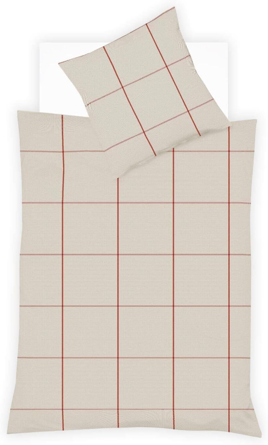 fleuresse gewebte Edelflanell Bettwäsche Lech Bootle Natur-rot 1 Bettbezug 155 x 220 cm + 1 Kissenbe