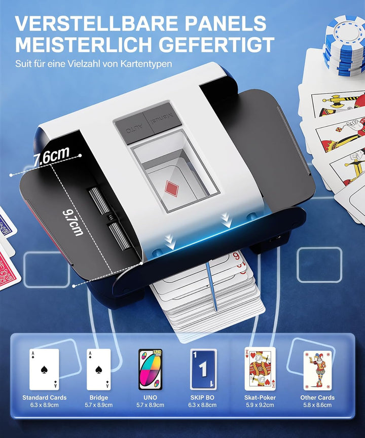 Kartenmischmaschine Elektrische - Automatischer Mischmaschine Karten, 2000mAh Wiederaufladbar| Geräu