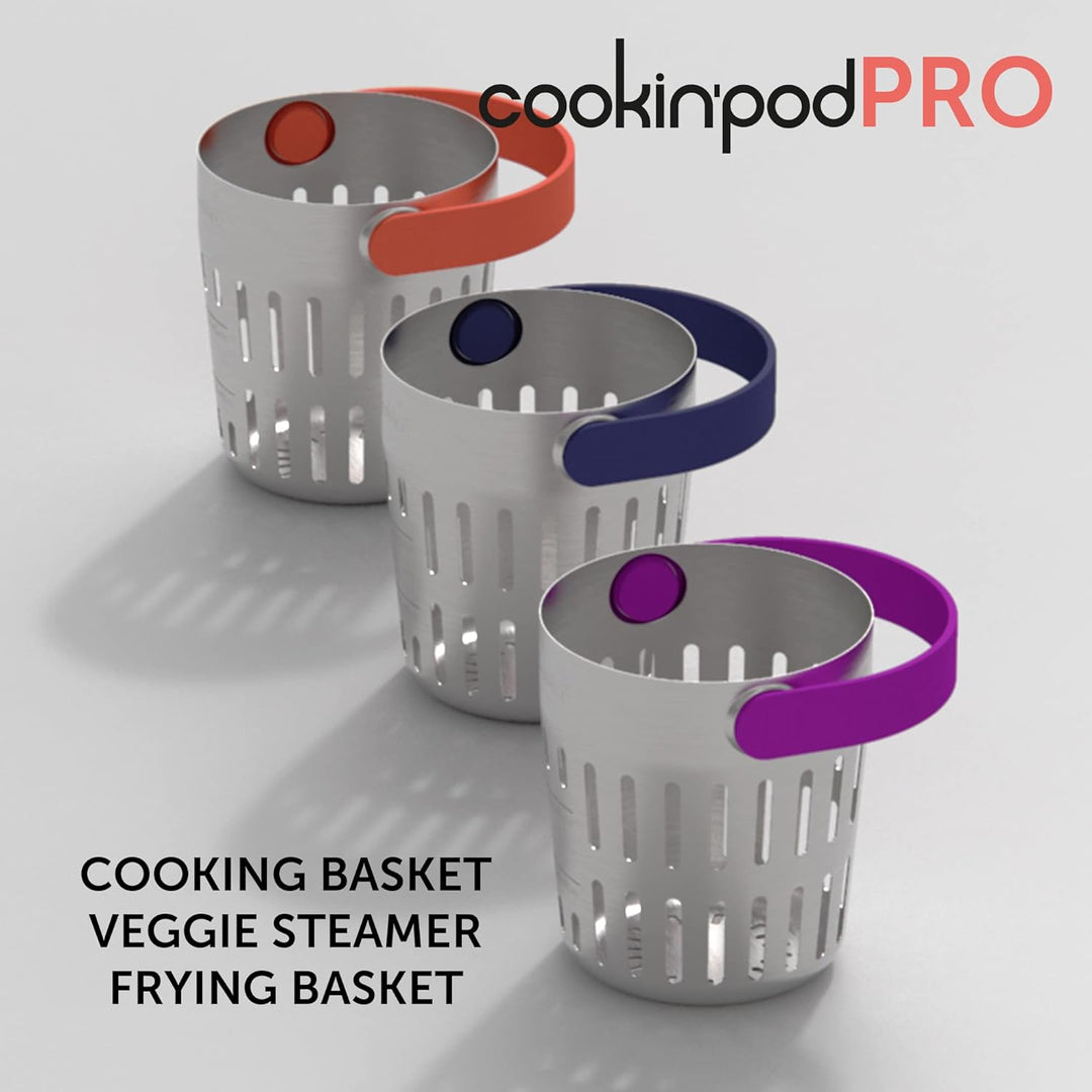 Trebonn - CookinPodPRO Coral Backkorb aus Edelstahl. Ideal zum Backen von Nudeln, zum Dämpfen und zu