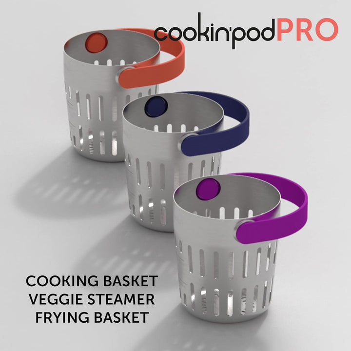 Trebonn - CookinPodPRO Coral Backkorb aus Edelstahl. Ideal zum Backen von Nudeln, zum Dämpfen und zu