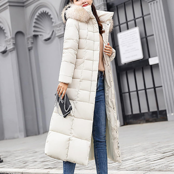 Ansenesna Steppjacke Damen Lang Mit Fellkapuze Winter Elegant Winterjacke Frauen Kapuze Dicke Daunen