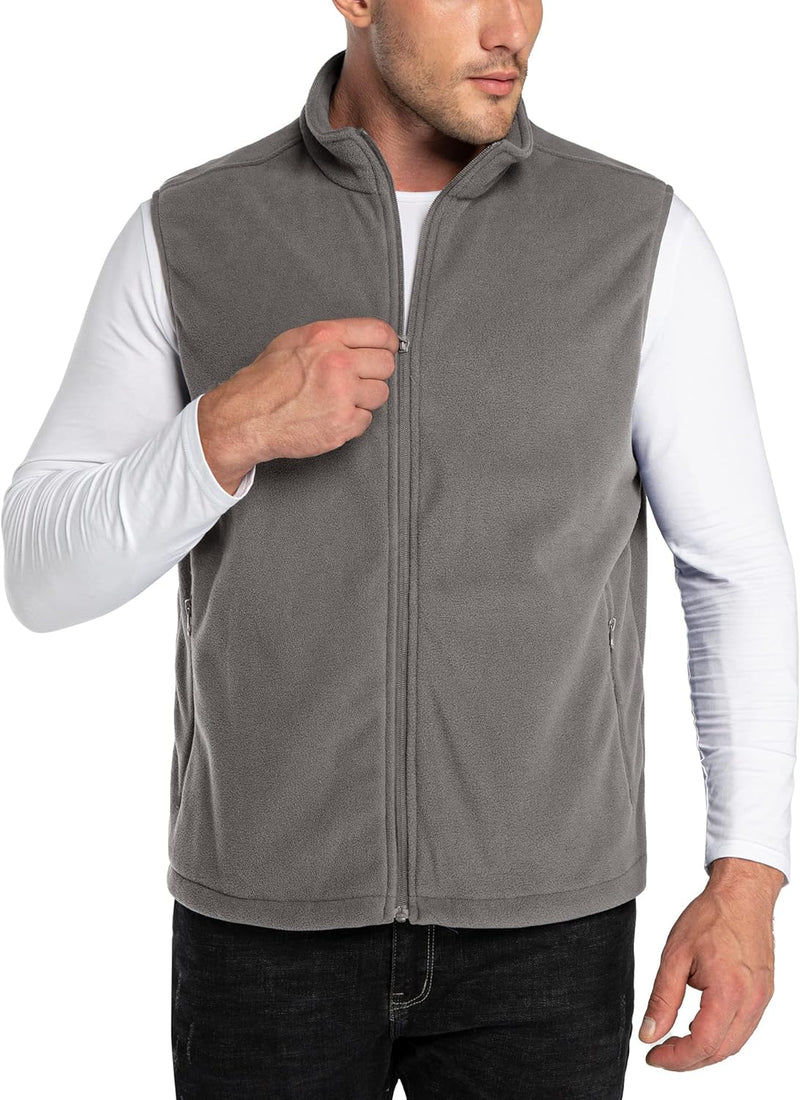 33,000ft Herren Fleece Weste Jacke Standkragen Ultraleicht Outdoor Ärmellose Fleecejacke Gilets Tops