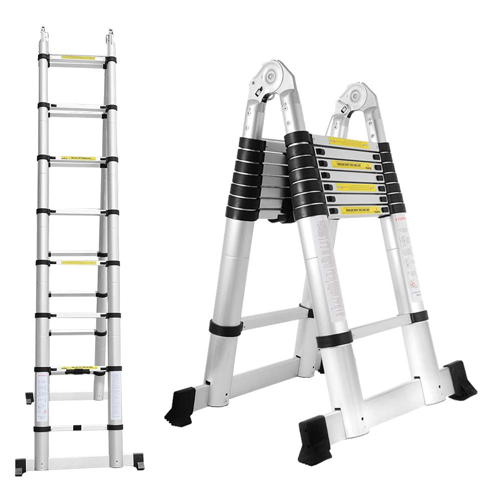 Randaco 5M Teleskopleiter Klappleiter Aluminium, Mehrzweckleiter Teleskopleiter Ausziehbar Leiter Kl