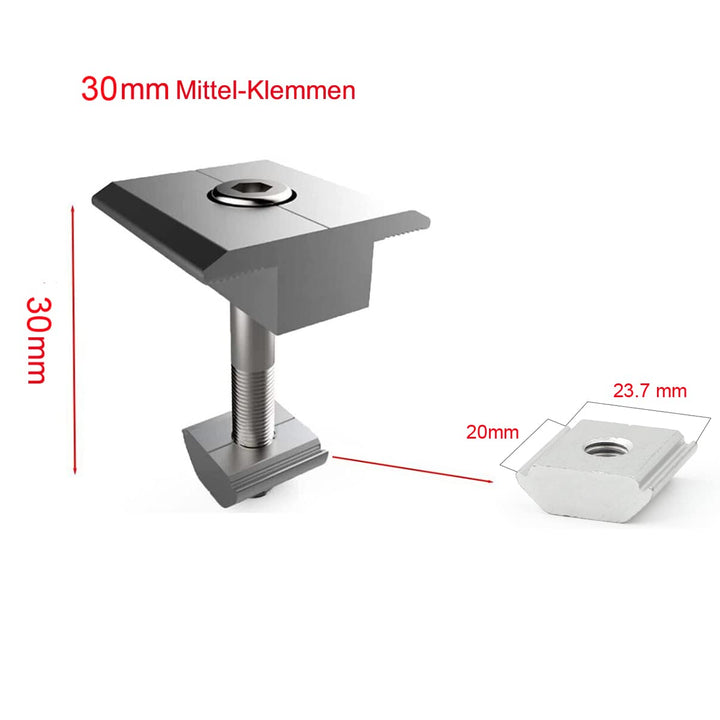 Mittelklemme 6 Stück ALU Mittelklemmen 30MM PV Photovoltaik Solar Trapez Montagehalterungen, Halter