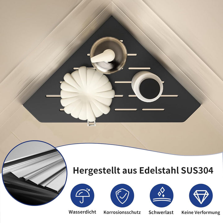 Duschablage Ecke mit 3 mm Stärke, Heavy Duty Eckregal Pentagonal Duschregal Ecke für Dusche,Vertieft
