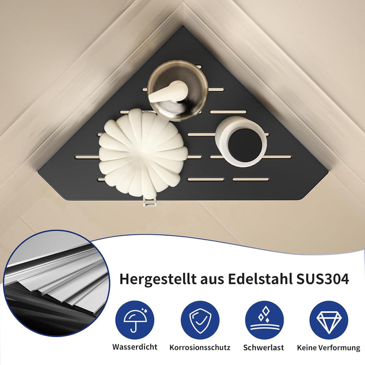 Duschablage Ecke Edelstahl,Heavy Duty Eckregal für Geflieste Wände | 3 mm Stärke, vertieftes Badezim