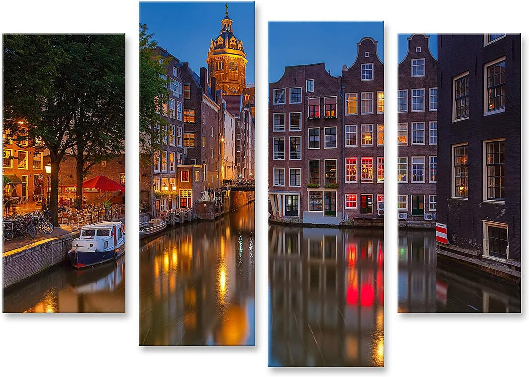 islandburner Bild auf Leinwand Nachtansicht Der Nicolaaskerk In Amsterdam Bilder Wandbilder Poster L